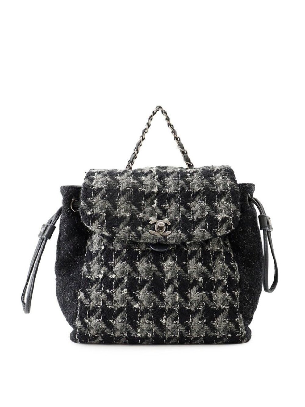 Chanel Backpack CC Logo Chain Tweed Black